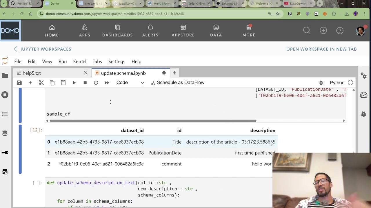 Update Domo Dataset Schema via Jupyter Notebooks using domolibrary