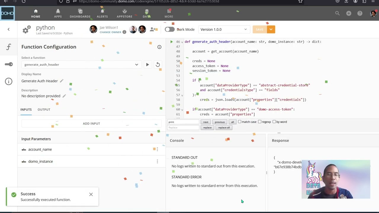Domo + CodeEngine - getting started (adding impersonation)